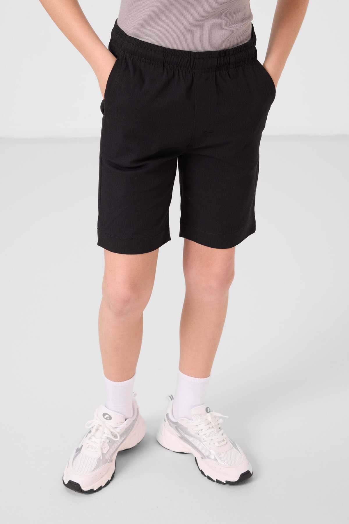 Tommylife Wholesale Cotton Oversize Fit Woven Lightly Stretchy Chino Boys' Shorts Set 11278 Navy Blue-Stone
