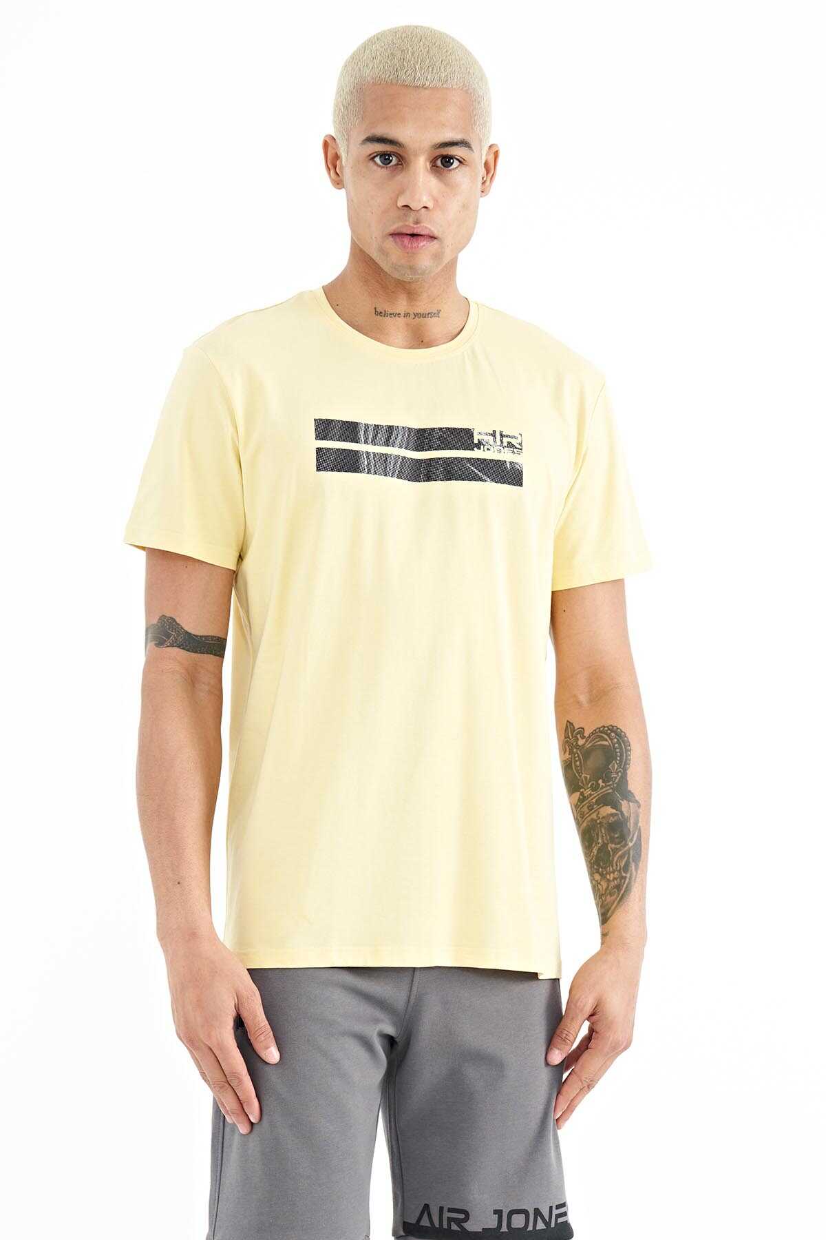 Tommylife Toptan Peter O Yaka Standart Kalıp Baskılı Erkek T-Shirt 88204 Siyah