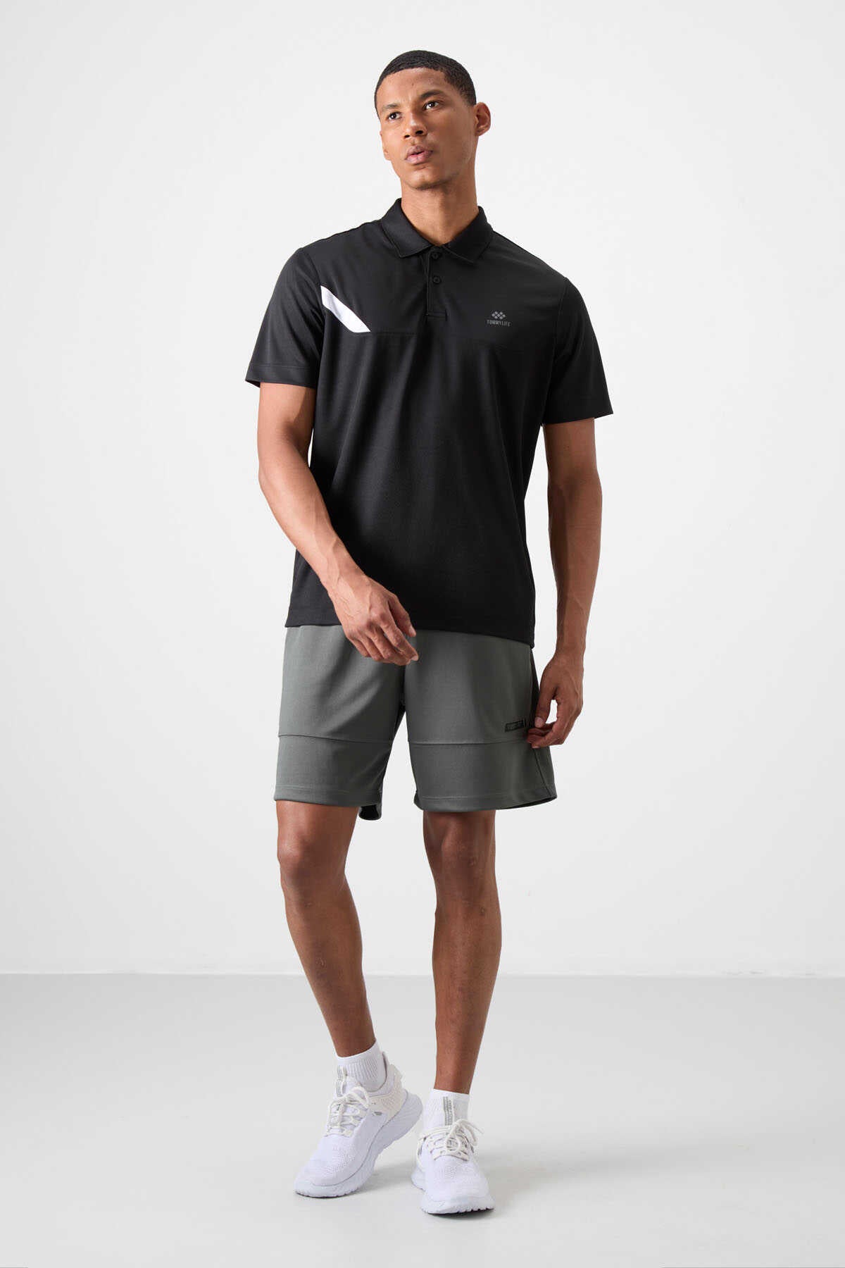 Tommylife Wholesale Polo Collar Standard Fit Active Sports Men's T-Shirt 88402 Black