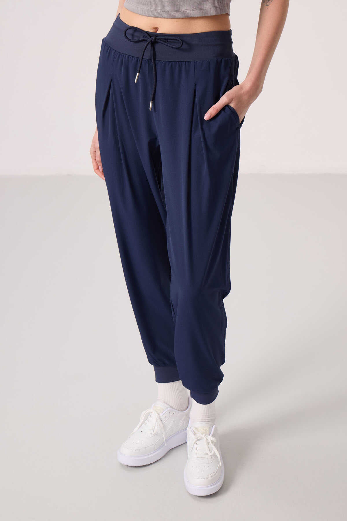 Tommylife Toptan Polyester Cepli Standart Kalıp Kadın Pantolon - 94677 İndigo