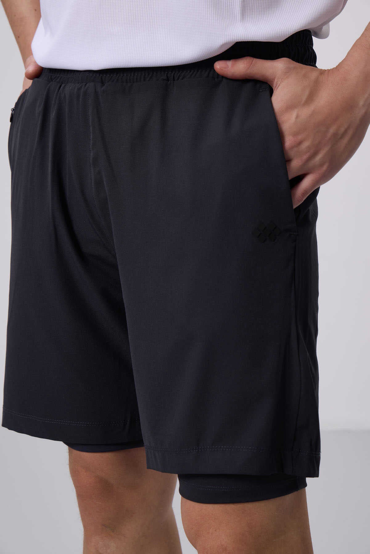 Tommylife Wholesale Polyester Standard Fit Men's Shorts with Tights 81287 Black