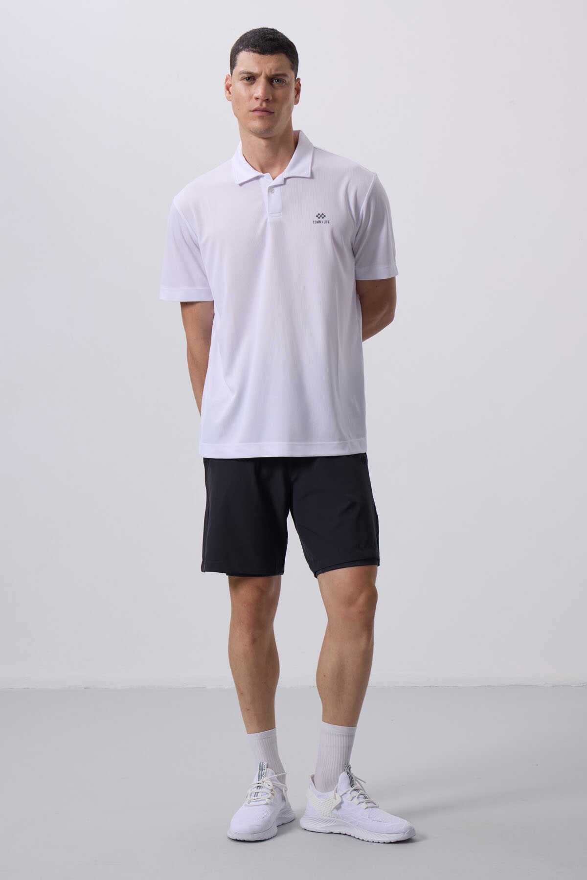 Tommylife Wholesale Polyester Standard Fit Men's Shorts with Tights 81287 Black