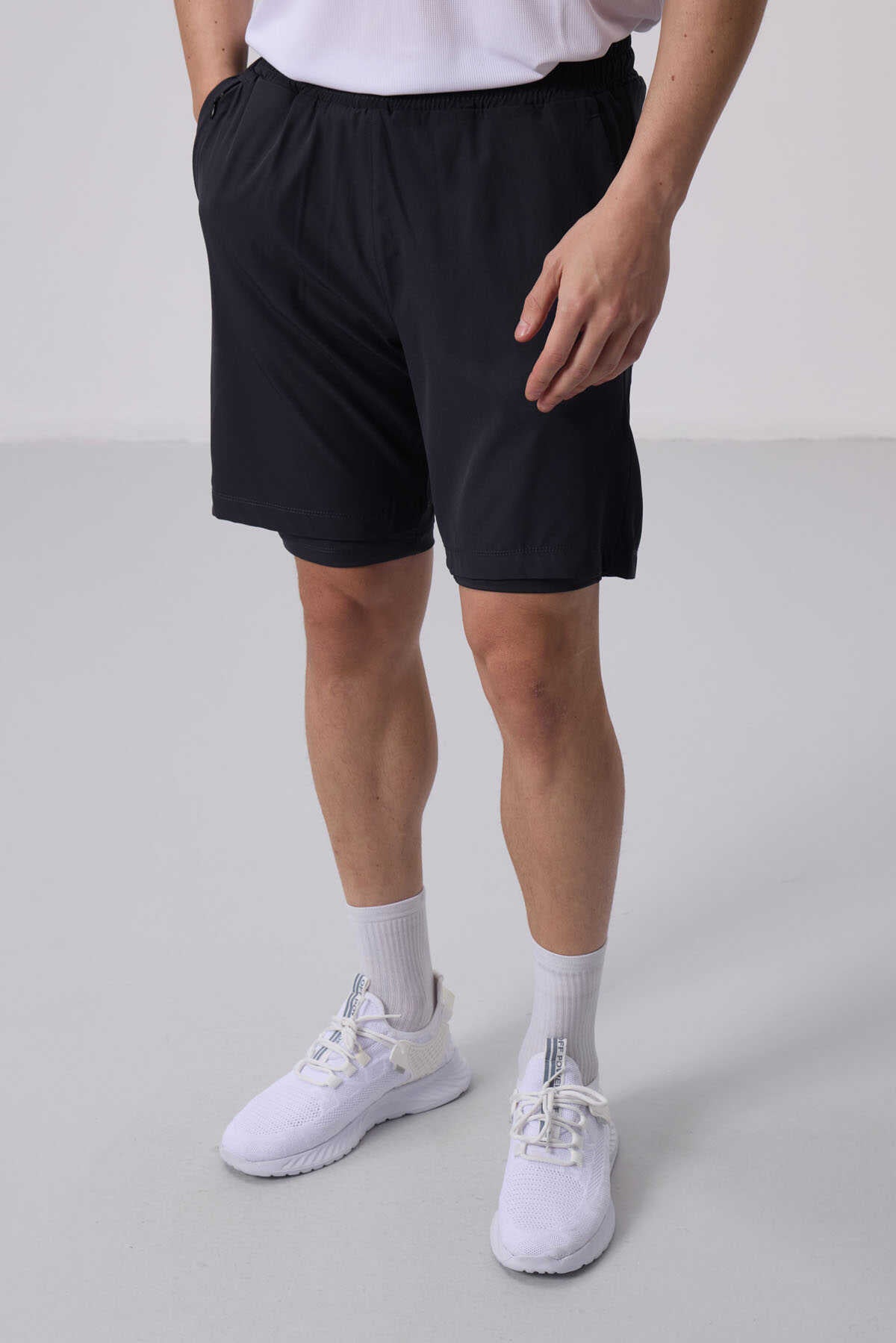 Tommylife Wholesale Polyester Standard Fit Men's Shorts with Tights 81287 Black