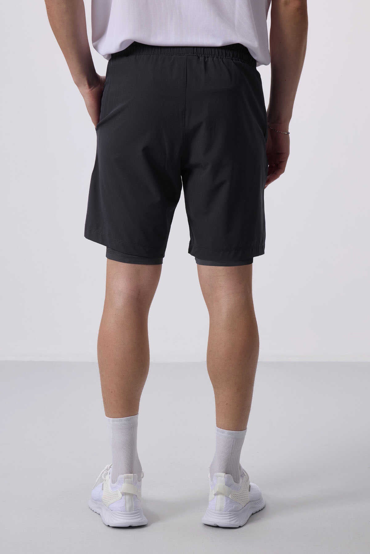 Tommylife Wholesale Polyester Standard Fit Men's Shorts with Tights 81287 Black