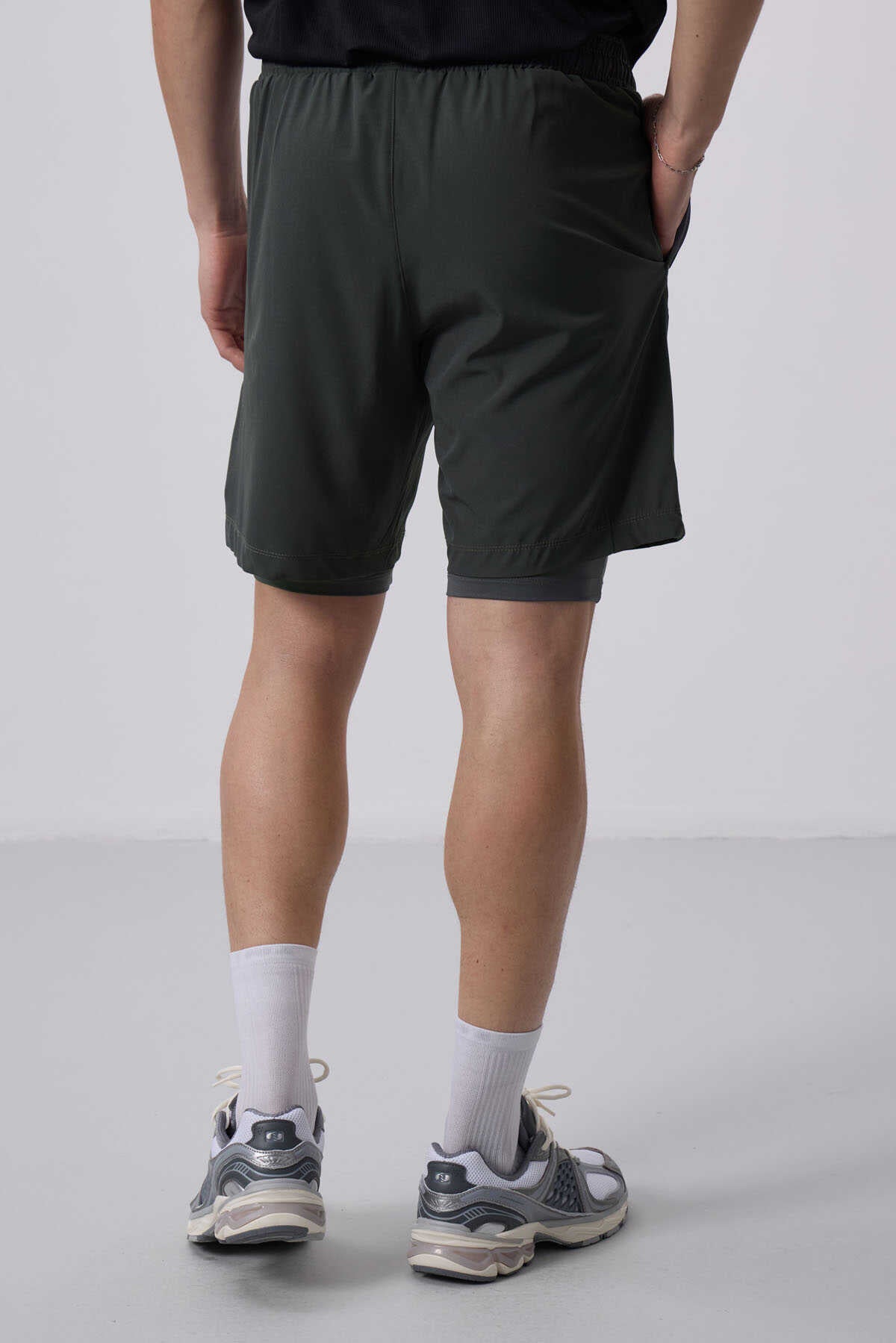 Tommylife Wholesale Polyester Standard Fit Men's Shorts with Tights 81287 Black