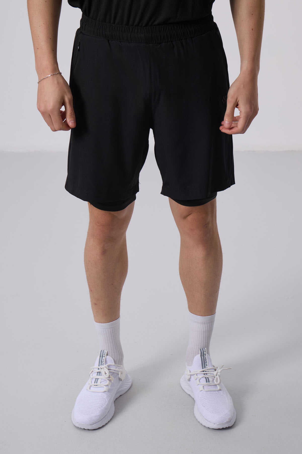 Tommylife Wholesale Polyester Standard Fit Men's Shorts with Tights 81287 Black