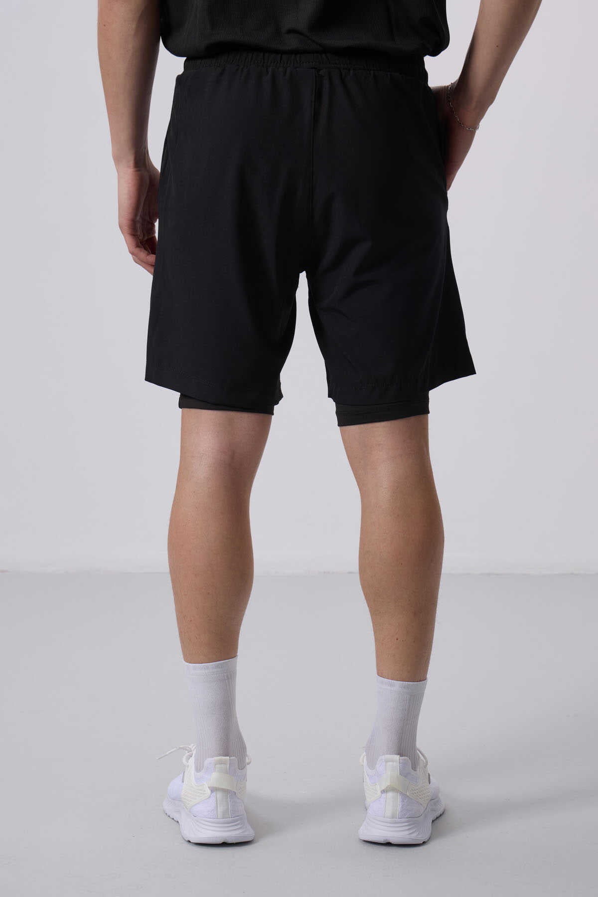 Tommylife Wholesale Polyester Standard Fit Men's Shorts with Tights 81287 Black
