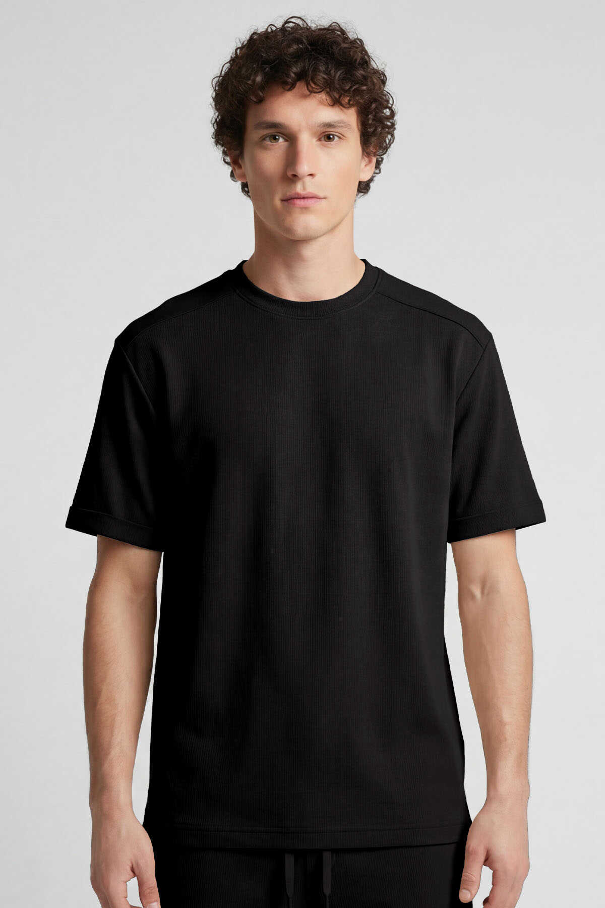 Tommylife Toptan Lacivert Oversize Fit Yumuşak Dokulu Basic Erkek Şort Takım - 85274