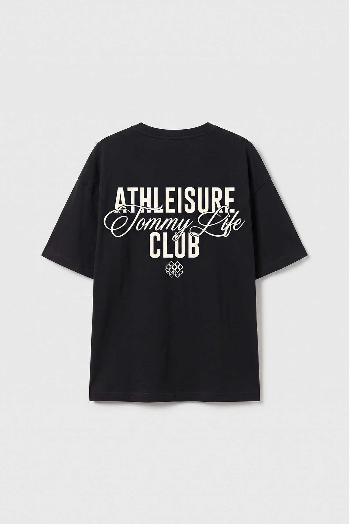 Tommylife Toptan Siyah Oversize Kısa Kollu Baskılı Kız Çocuk T-Shirt - 75175