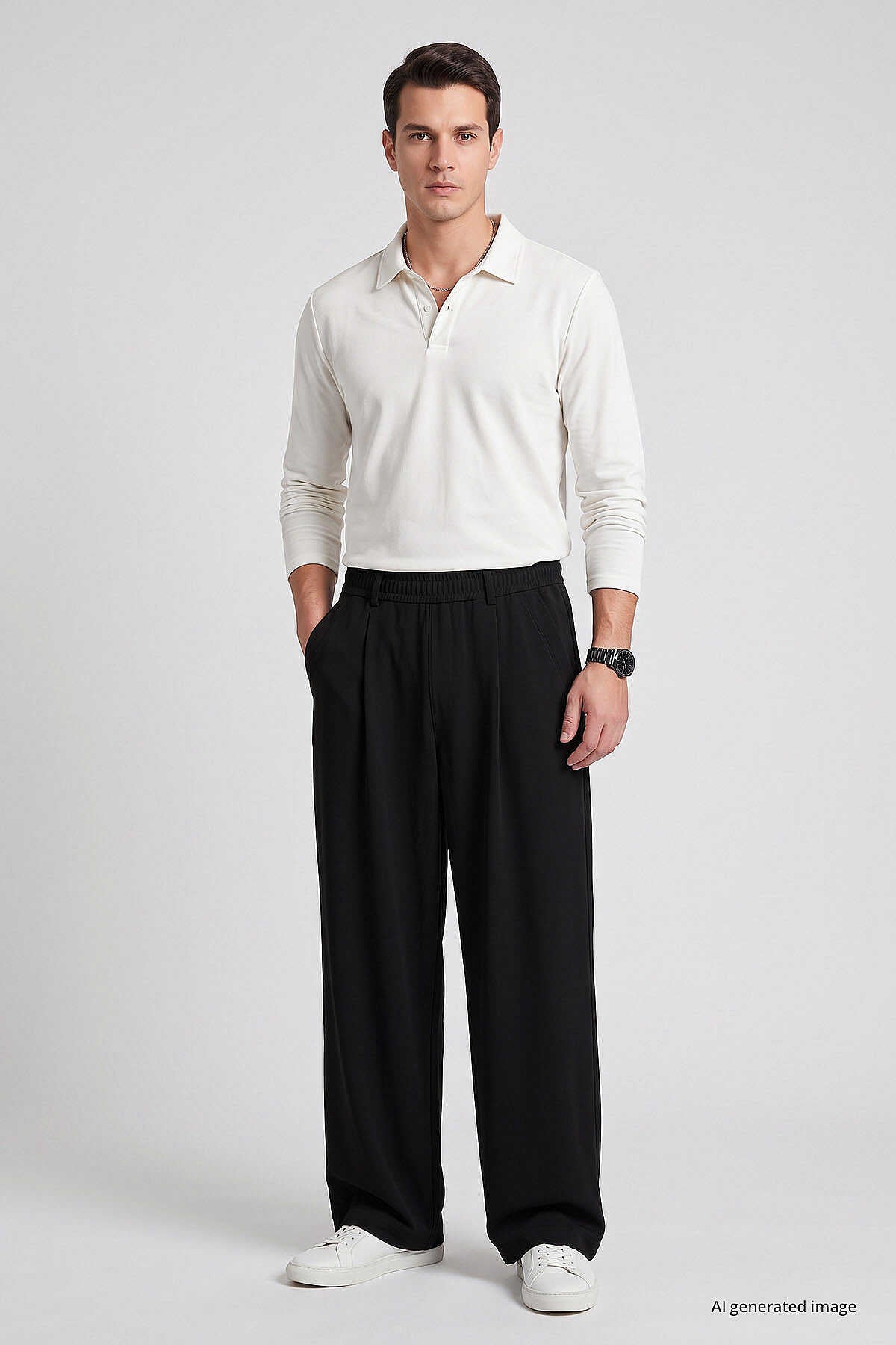Tommylife Toptan Siyah Rahat Form Erkek Palazzo Pantolon - 82199