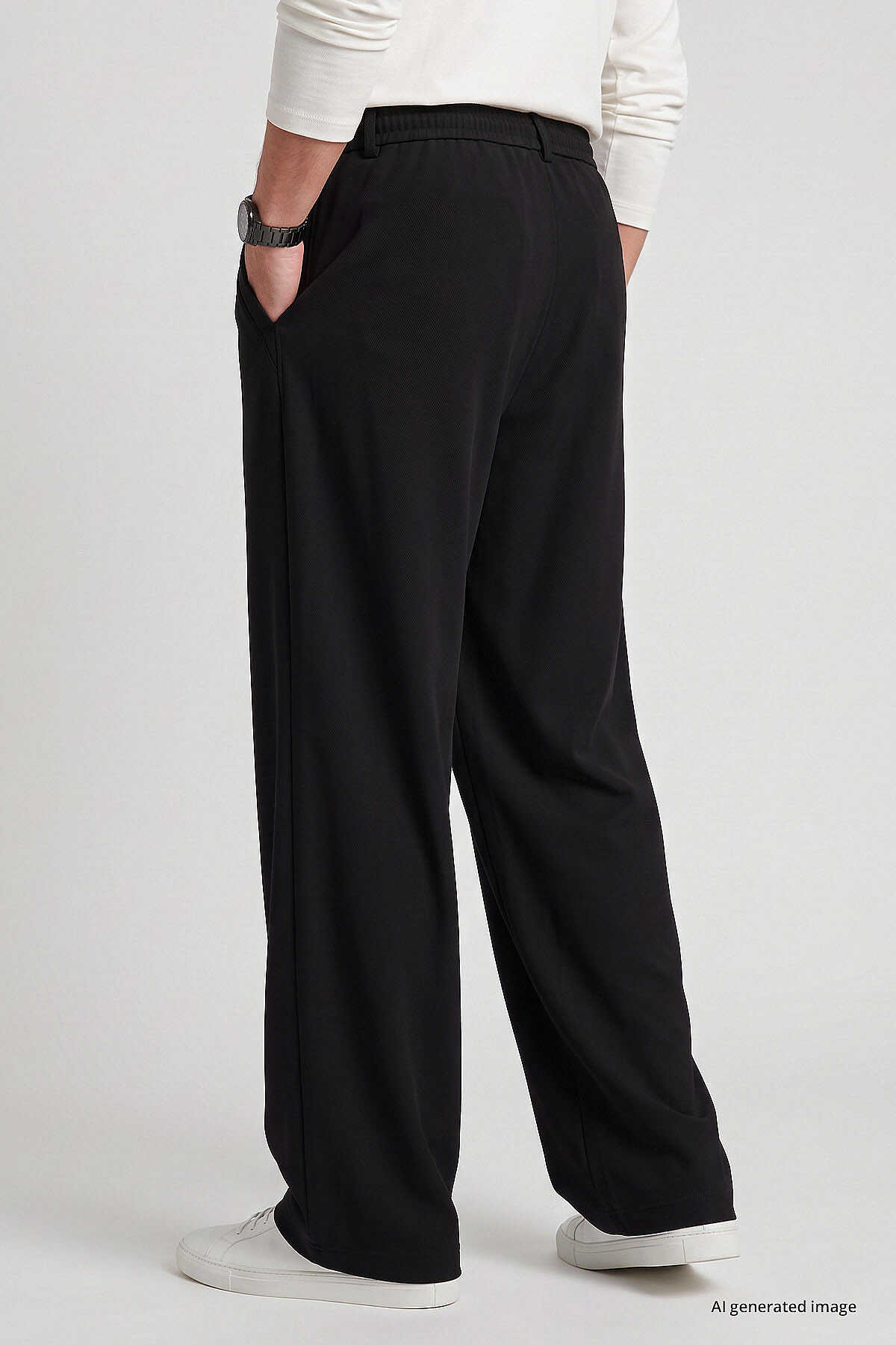 Tommylife Toptan Siyah Rahat Form Erkek Palazzo Pantolon - 82199