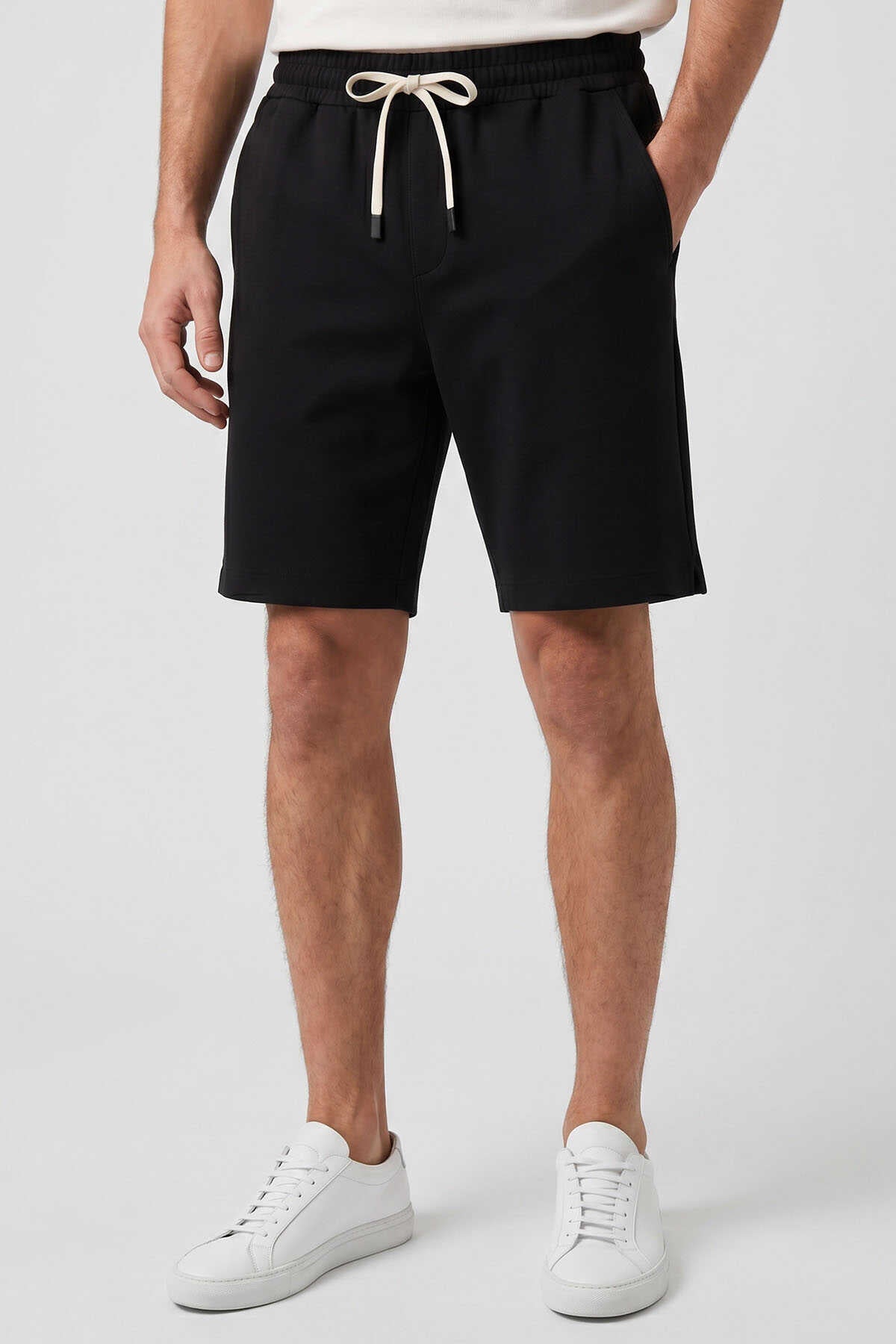 Tommylife Toptan Siyah Standart Fit Basic Arka Cepli Erkek Şort - 88314