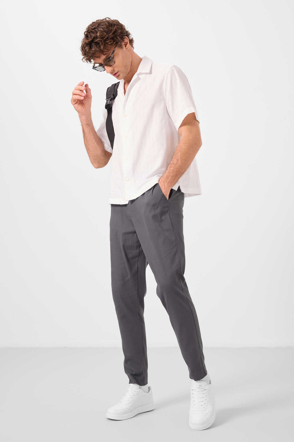 Tommylife Wholesale Standard Fit Woven Lightweight Stretchy Chino Men's Trousers 82177 Black