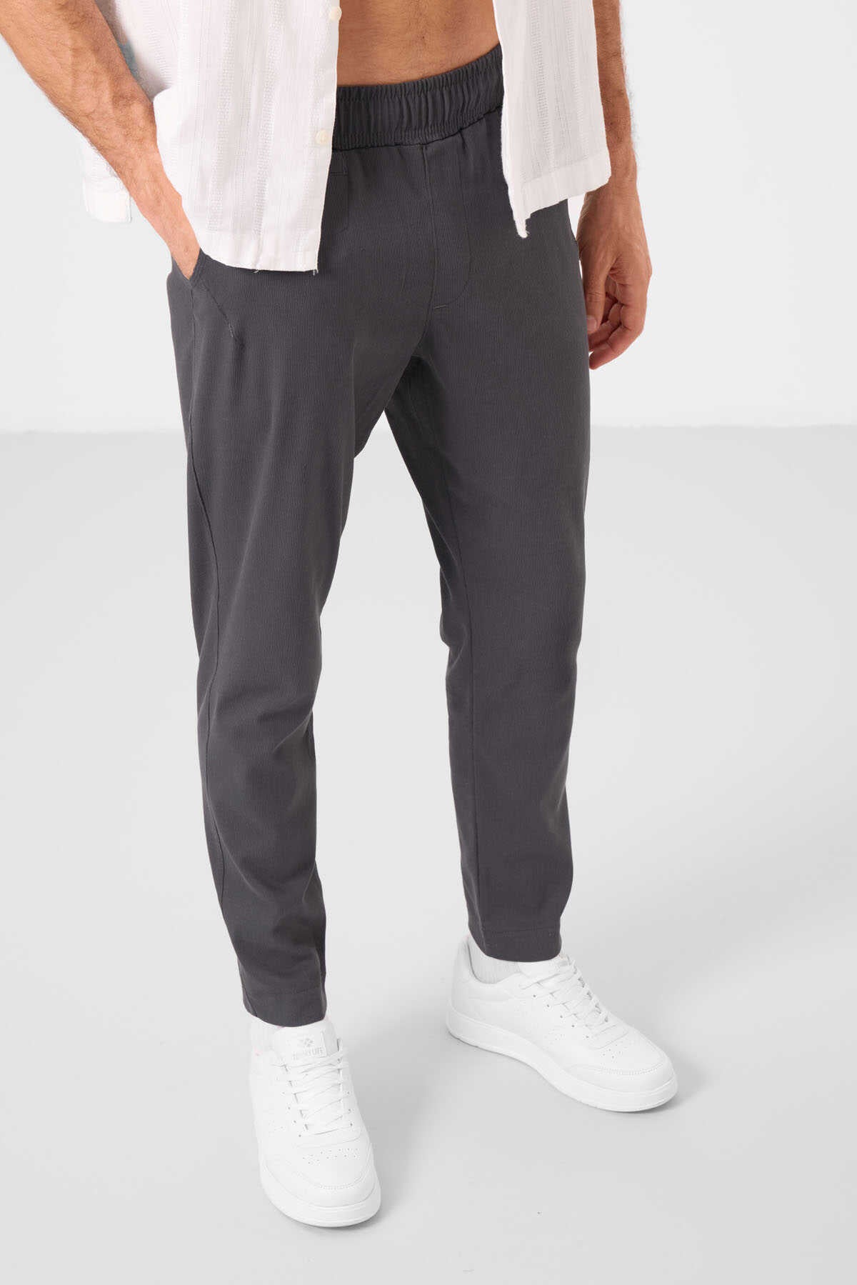 Tommylife Wholesale Standard Fit Woven Lightweight Stretchy Chino Men's Trousers 82177 Black