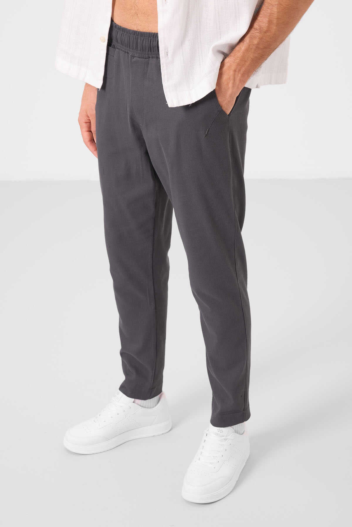 Tommylife Wholesale Standard Fit Woven Lightweight Stretchy Chino Men's Trousers 82177 Black