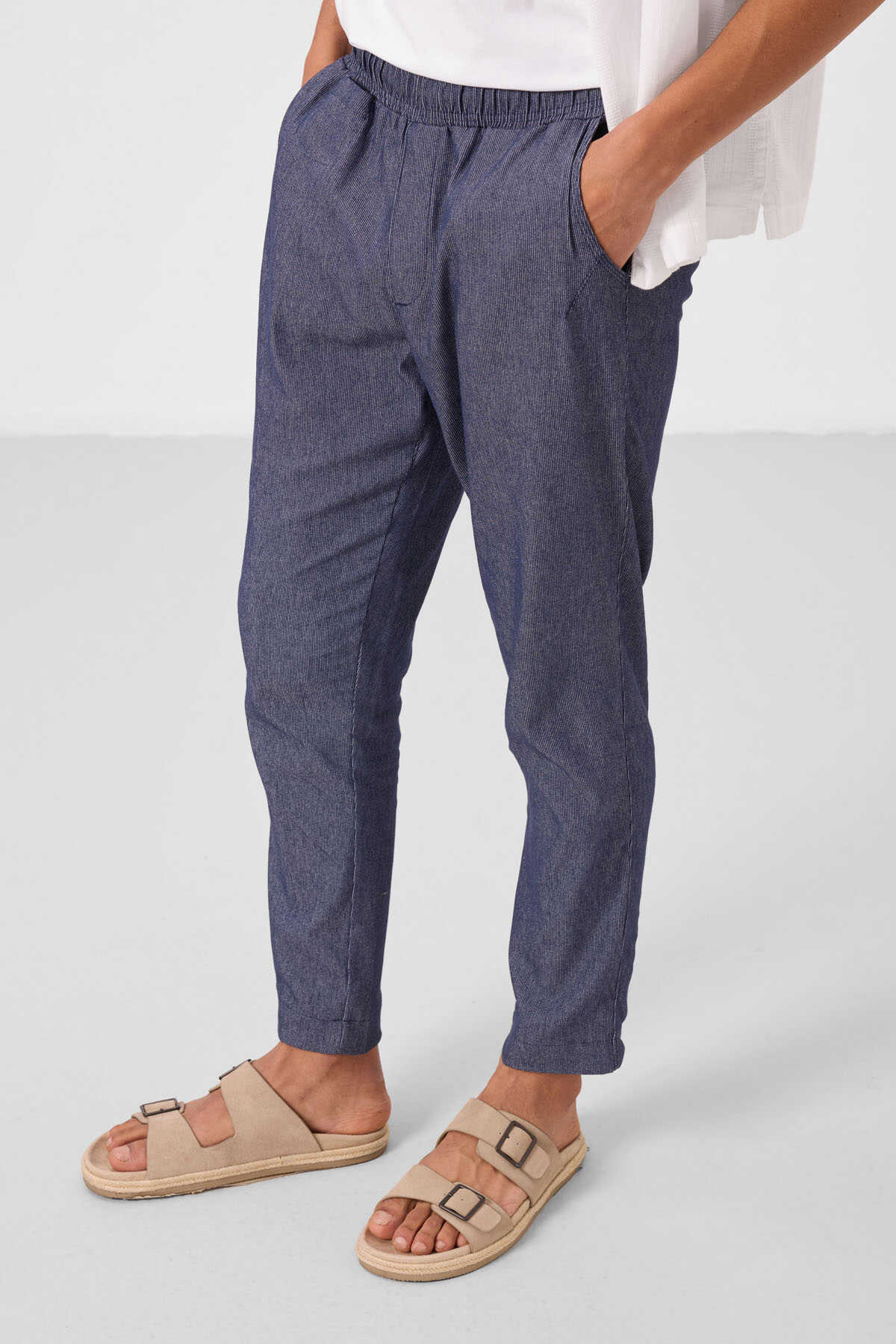 Tommylife Wholesale Standard Fit Woven Lightweight Stretchy Chino Men's Trousers 82177 Black