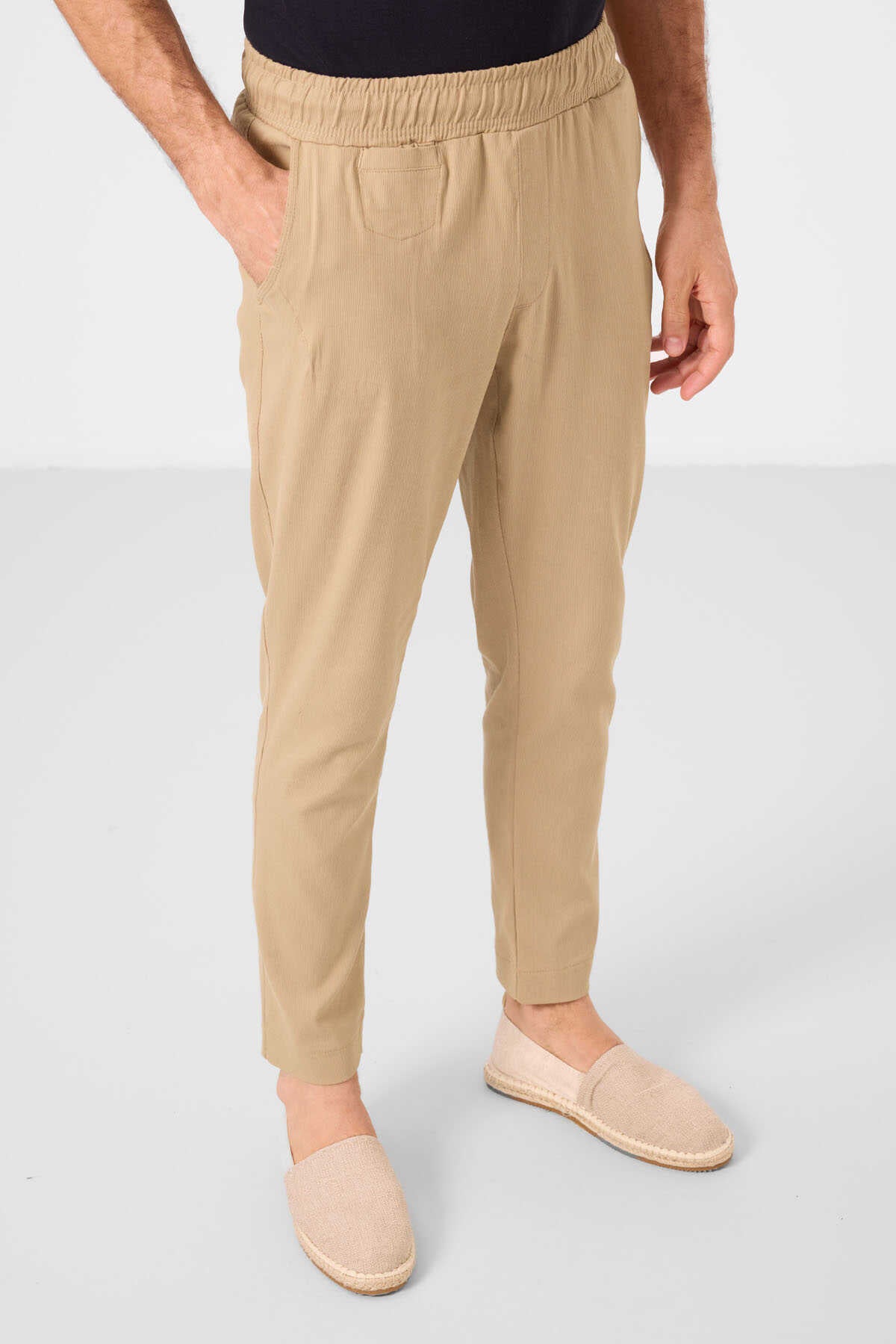 Tommylife Wholesale Standard Fit Woven Lightweight Stretchy Chino Men's Trousers 82177 Black