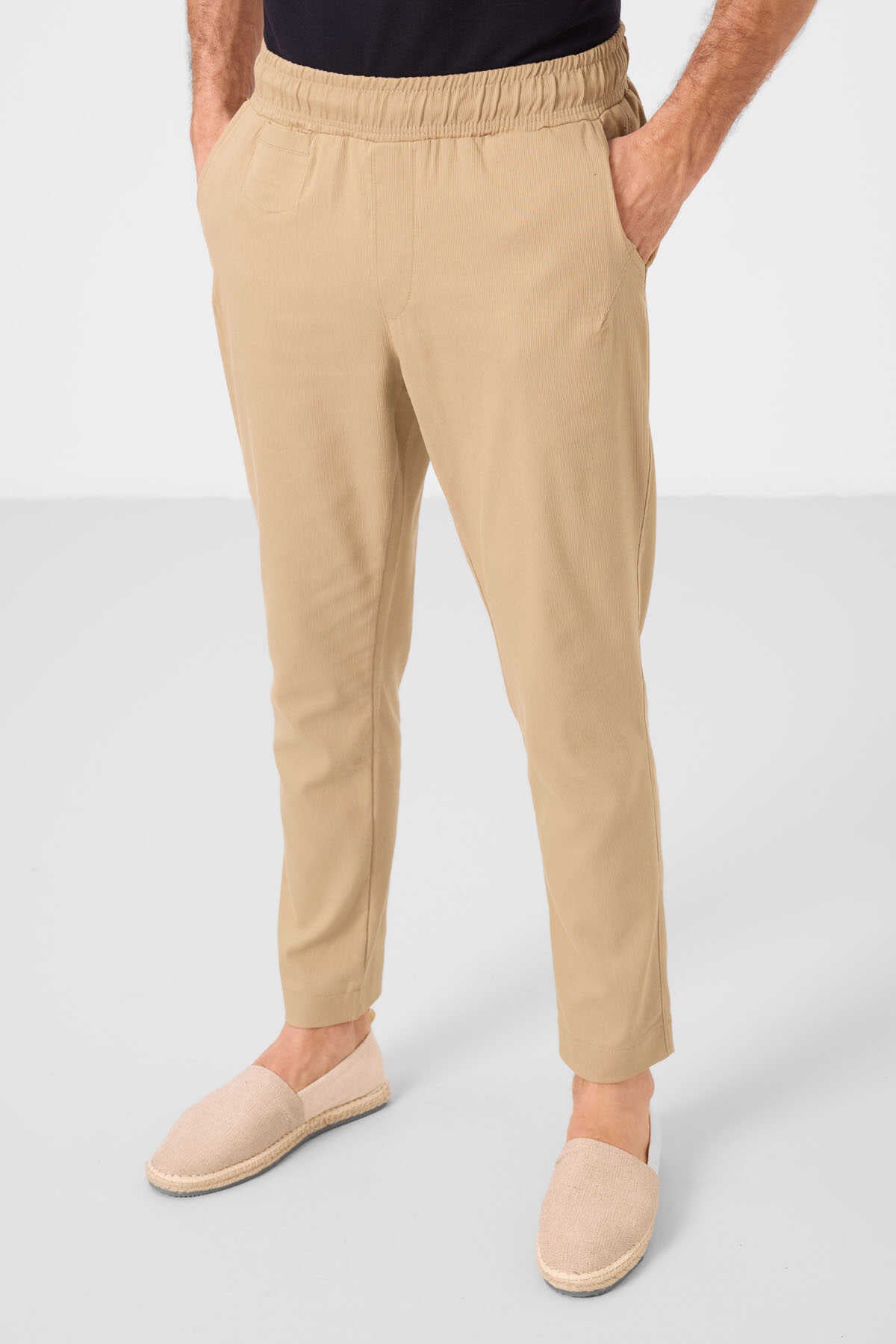 Tommylife Wholesale Standard Fit Woven Lightweight Stretchy Chino Men's Trousers 82177 Black