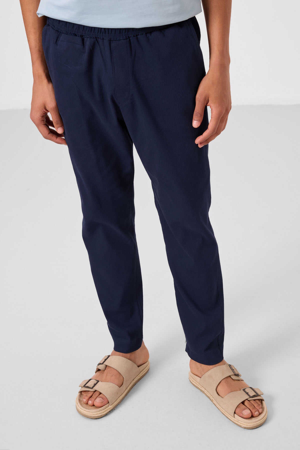 Tommylife Wholesale Standard Fit Woven Lightweight Stretchy Chino Men's Trousers 82177 Black