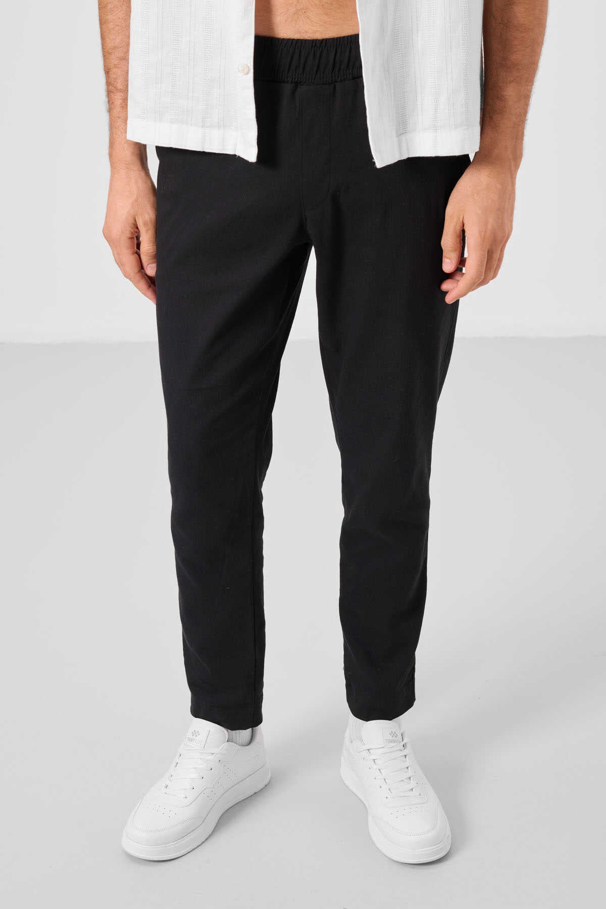 Tommylife Wholesale Standard Fit Woven Lightweight Stretchy Chino Men's Trousers 82177 Black