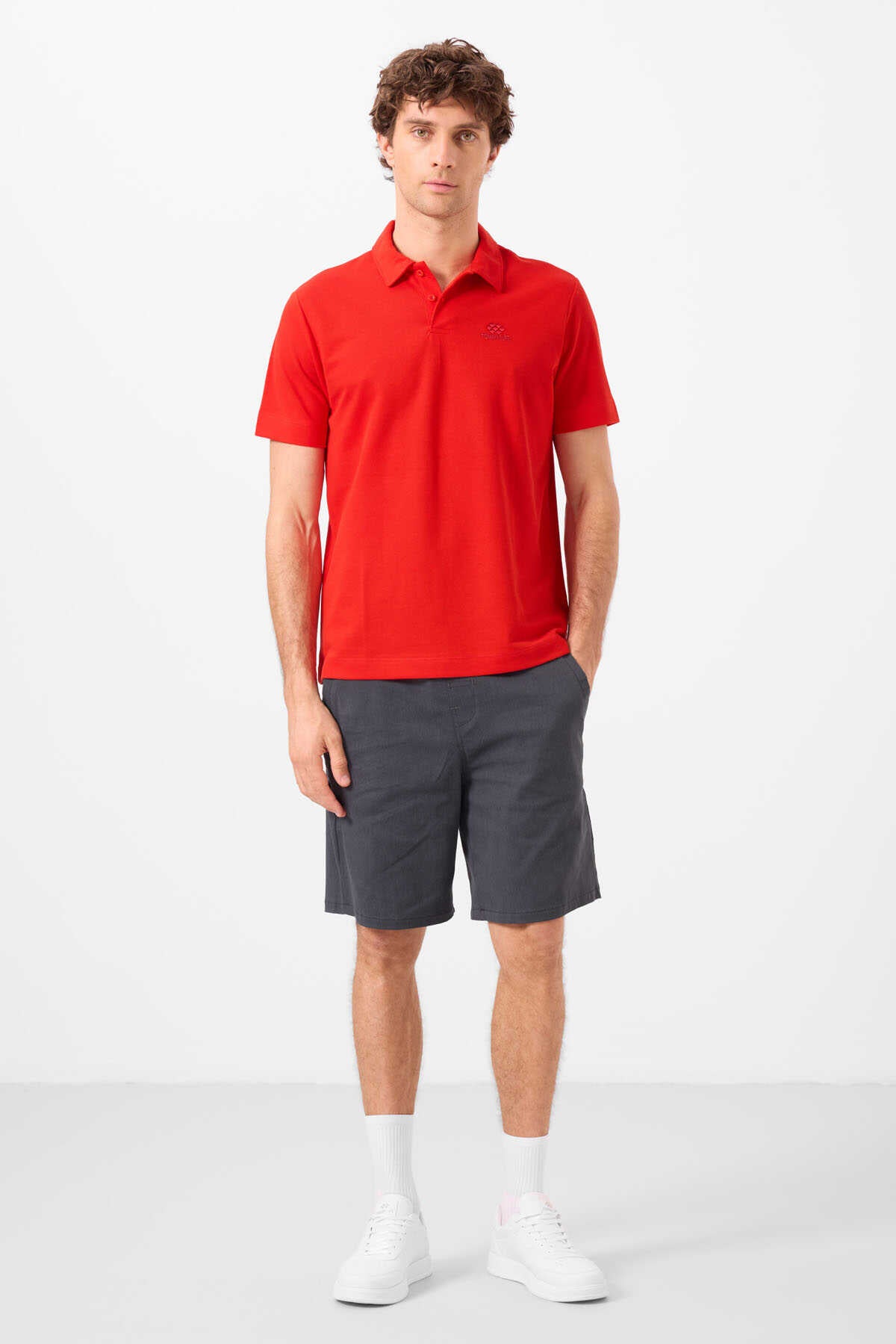 Tommylife Wholesale Standard Fit Woven Lightweight Flexible Chino Men's Shorts 81292 Gray