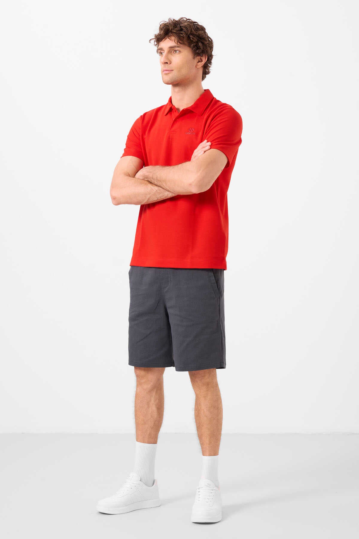Tommylife Wholesale Standard Fit Woven Lightweight Flexible Chino Men's Shorts 81292 Gray