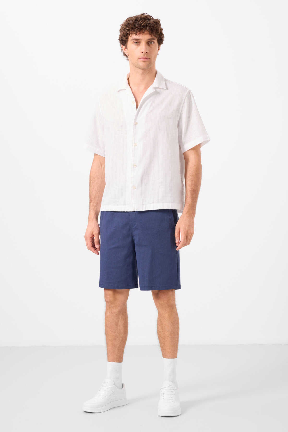 Tommylife Wholesale Standard Fit Woven Lightweight Flexible Chino Men's Shorts 81292 Gray