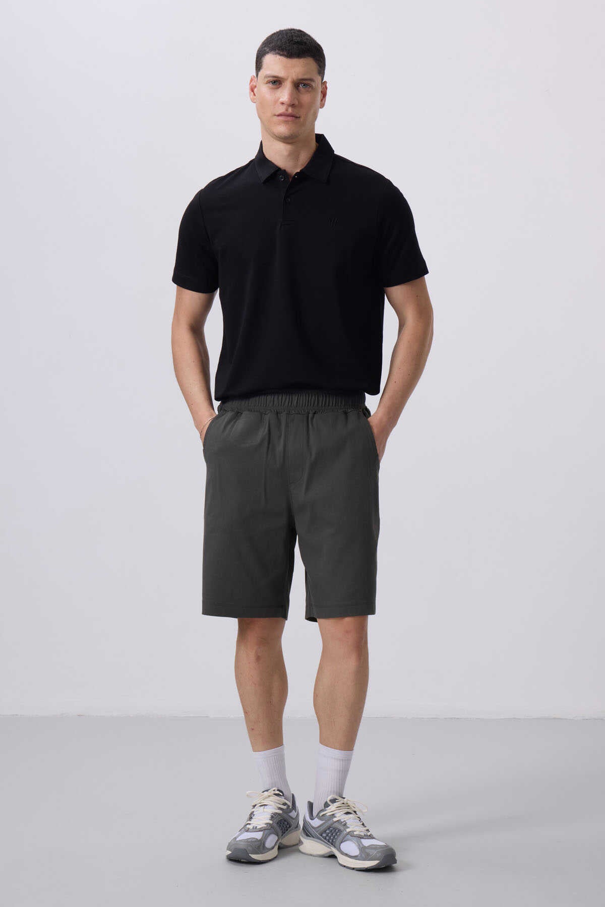 Tommylife Toptan Standart Fit Dokuma Hafif Esnek Chino Şort 81290 Siyah