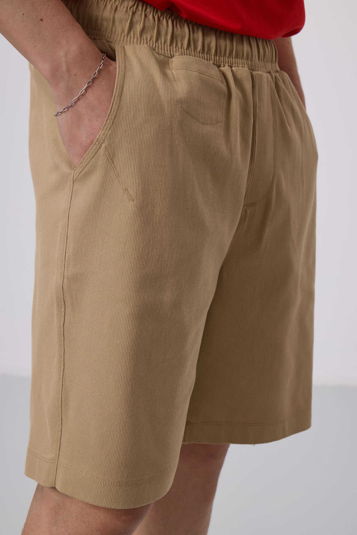 Tommylife Toptan Standart Fit Dokuma Hafif Esnek Chino Şort 81290 Siyah