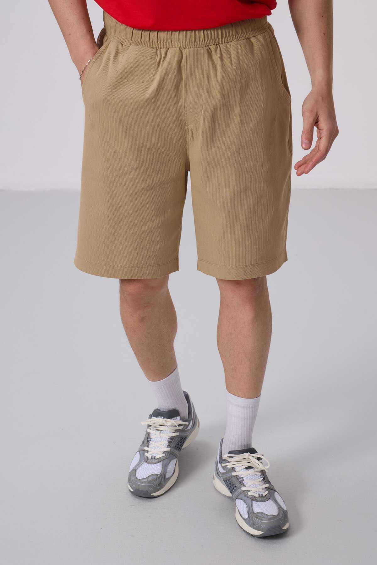 Tommylife Toptan Standart Fit Dokuma Hafif Esnek Chino Şort 81290 Siyah