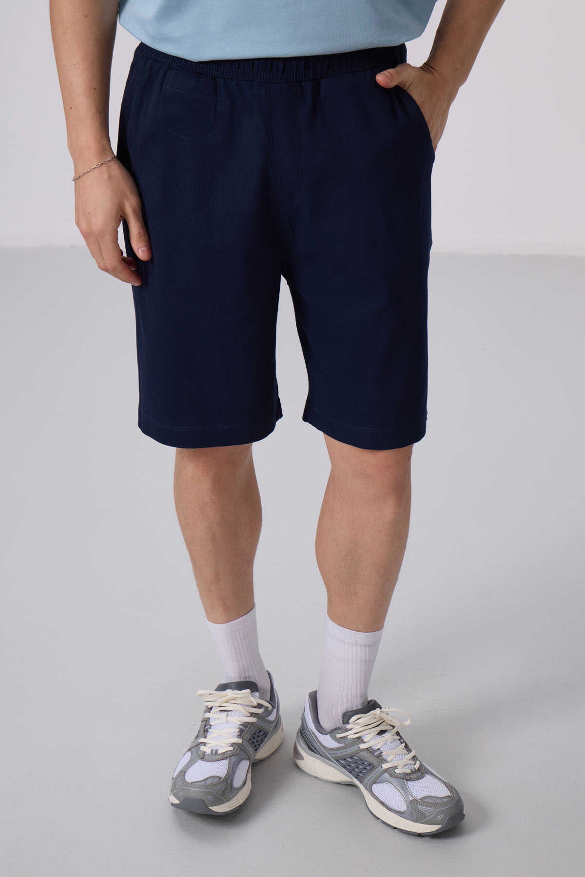 Tommylife Toptan Standart Fit Dokuma Hafif Esnek Chino Şort 81290 Siyah