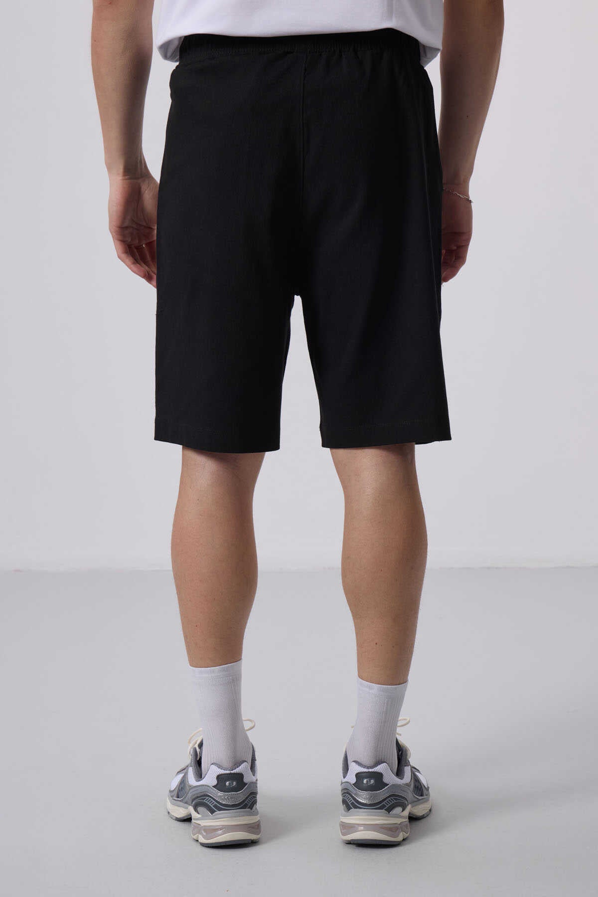 Tommylife Toptan Standart Fit Dokuma Hafif Esnek Chino Şort 81290 Siyah