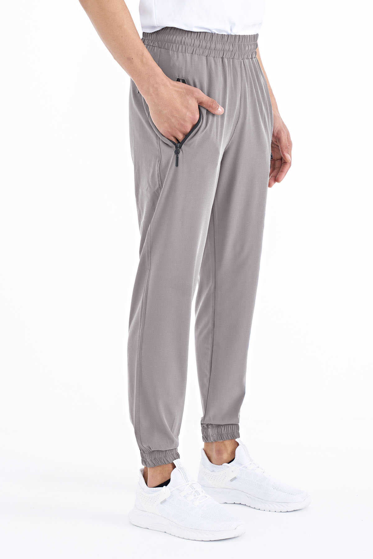 Tommylife Toptan Bej Erkek Basic Cepli Bağcıklı Rahat Form Lastik Paça Eşofman Altı - 84826
