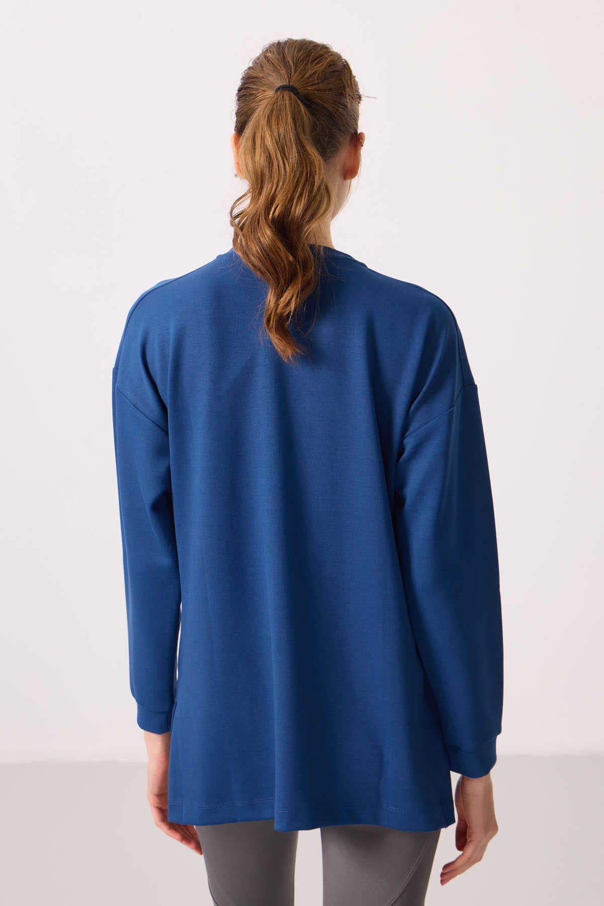 Tommylife Wholesale Soft Texture Crew Neck Comfortable Fit Women's Tunic Sweatshirt - 97305 Royal Blue