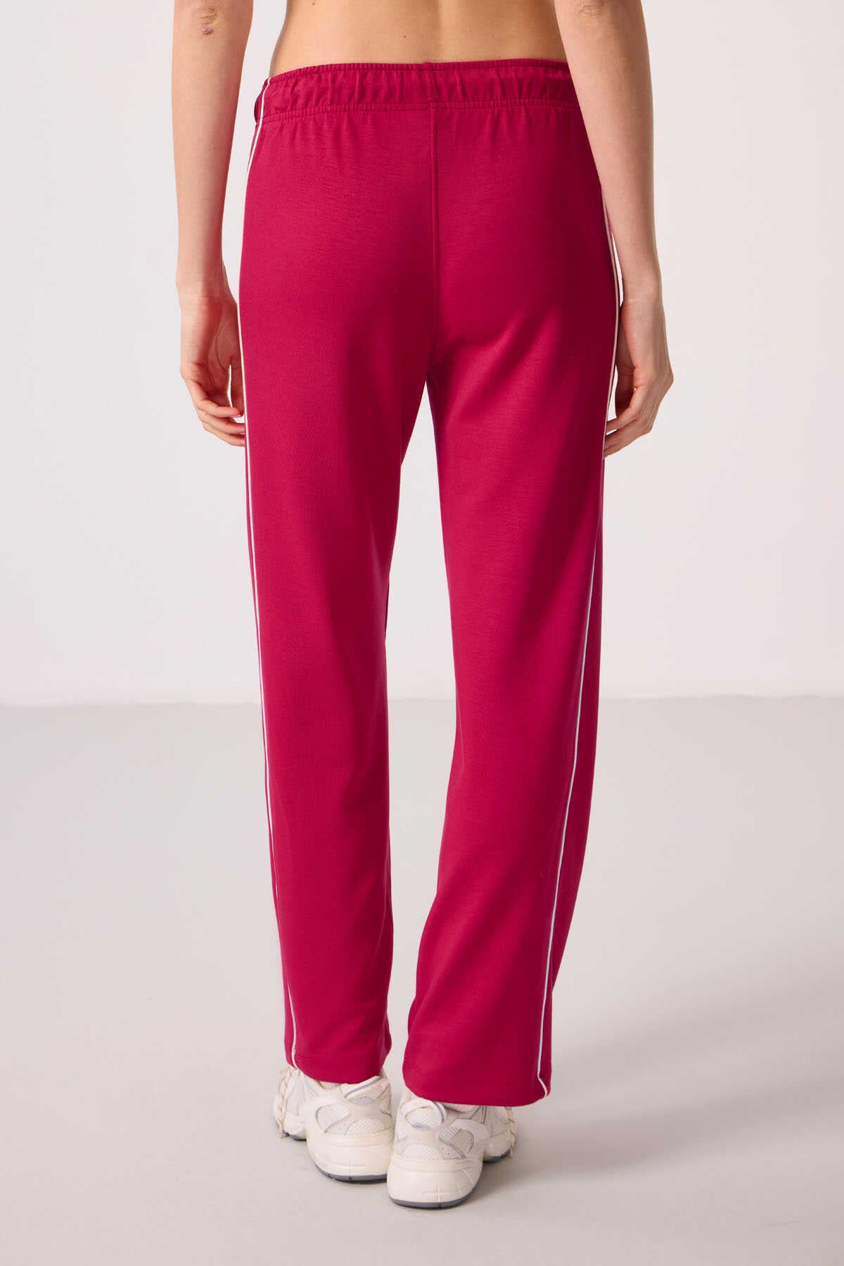 Tommylife Wholesale Soft Textured Side Panel Detailed Wide Leg Women's Palazzo Pants - 94669 Black