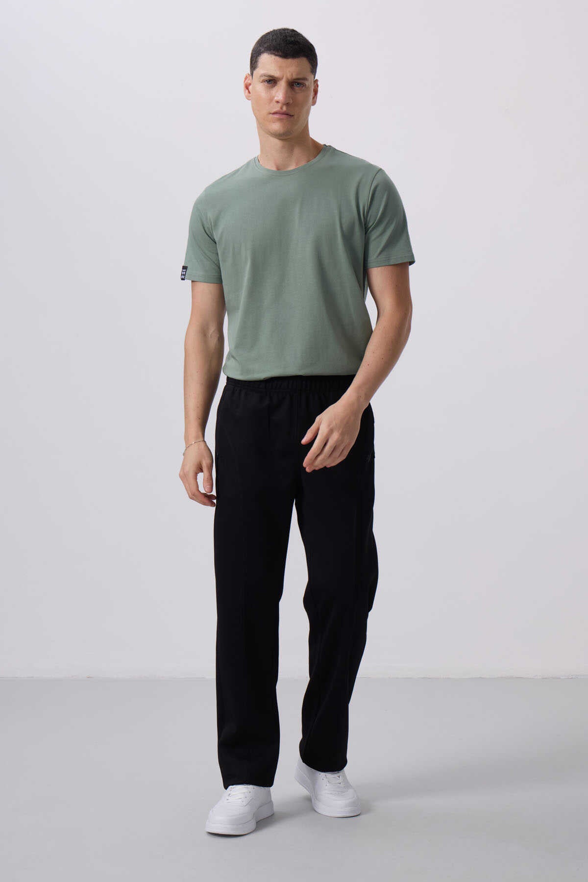 Tommylife Wholesale Textured Surface Standard Fit Palazzo Men's Trousers 82171 Black
