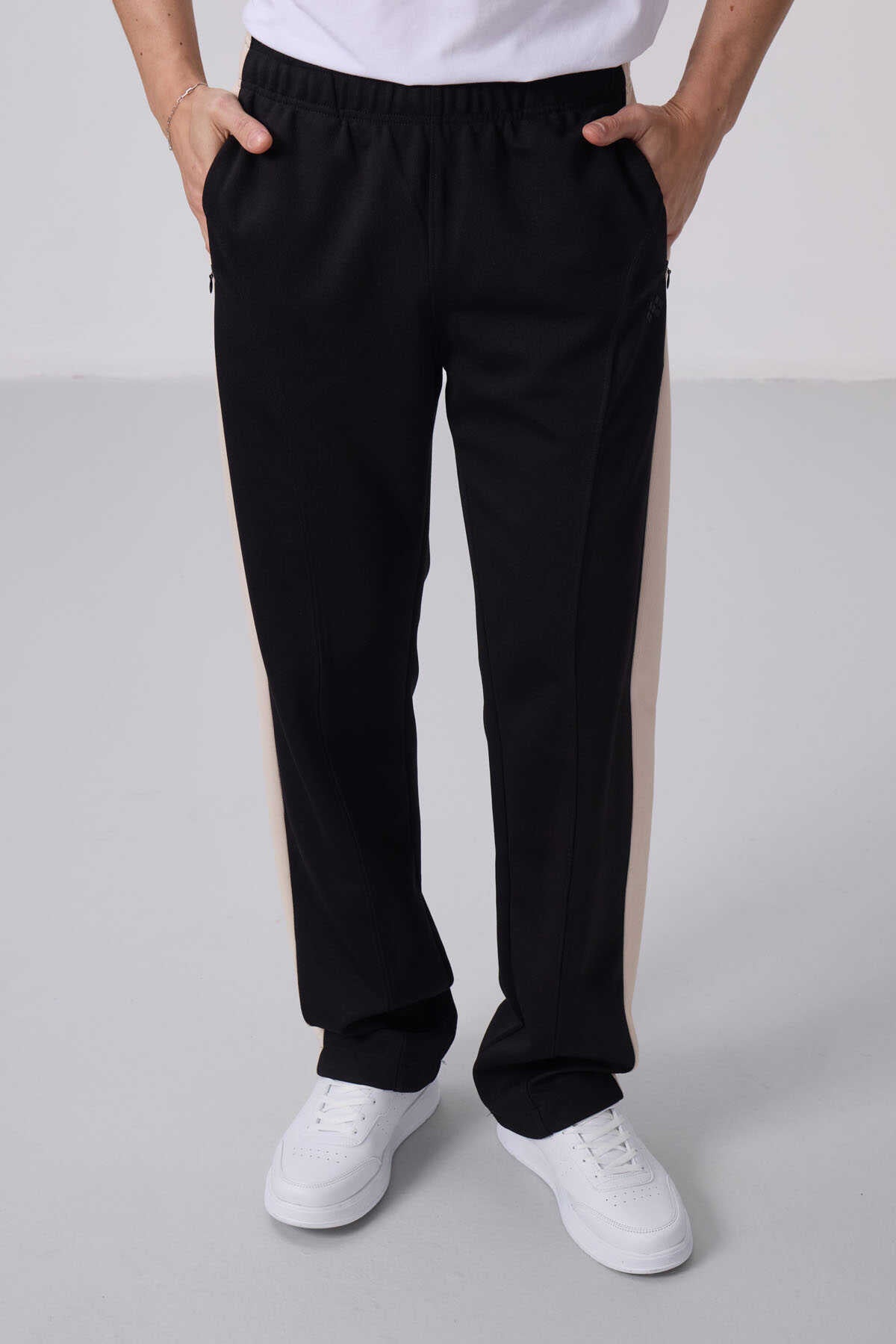 Tommylife Wholesale Textured Surface Standard Fit Palazzo Men's Trousers 82171 Black