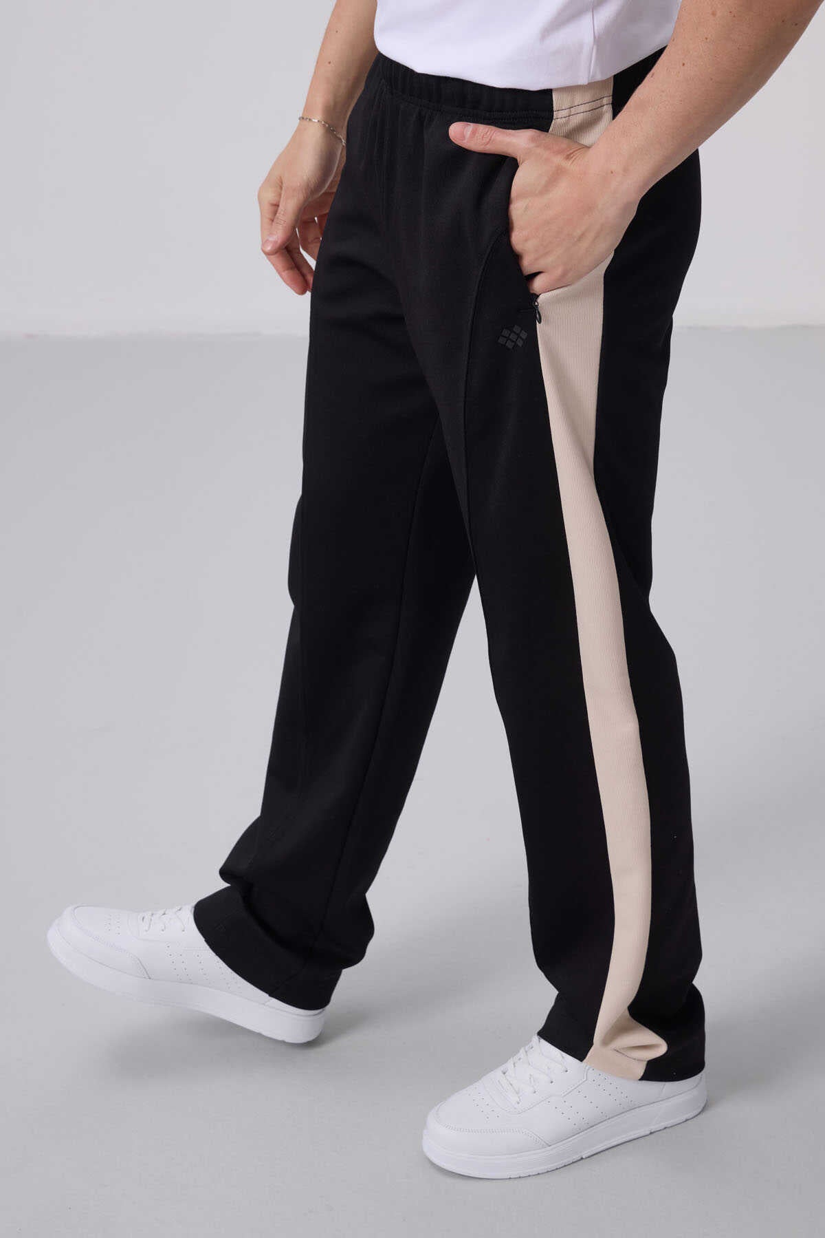 Tommylife Wholesale Textured Surface Standard Fit Palazzo Men's Trousers 82171 Black
