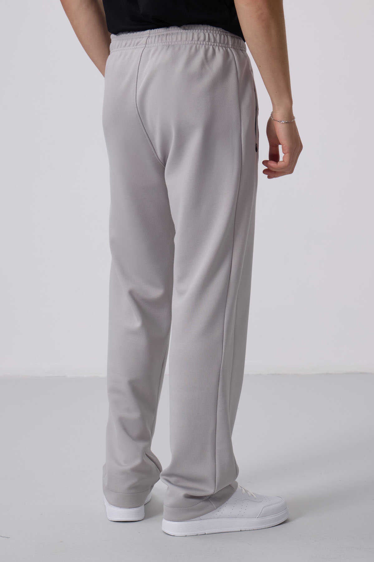 Tommylife Wholesale Textured Surface Standard Fit Palazzo Men's Trousers 82171 Black