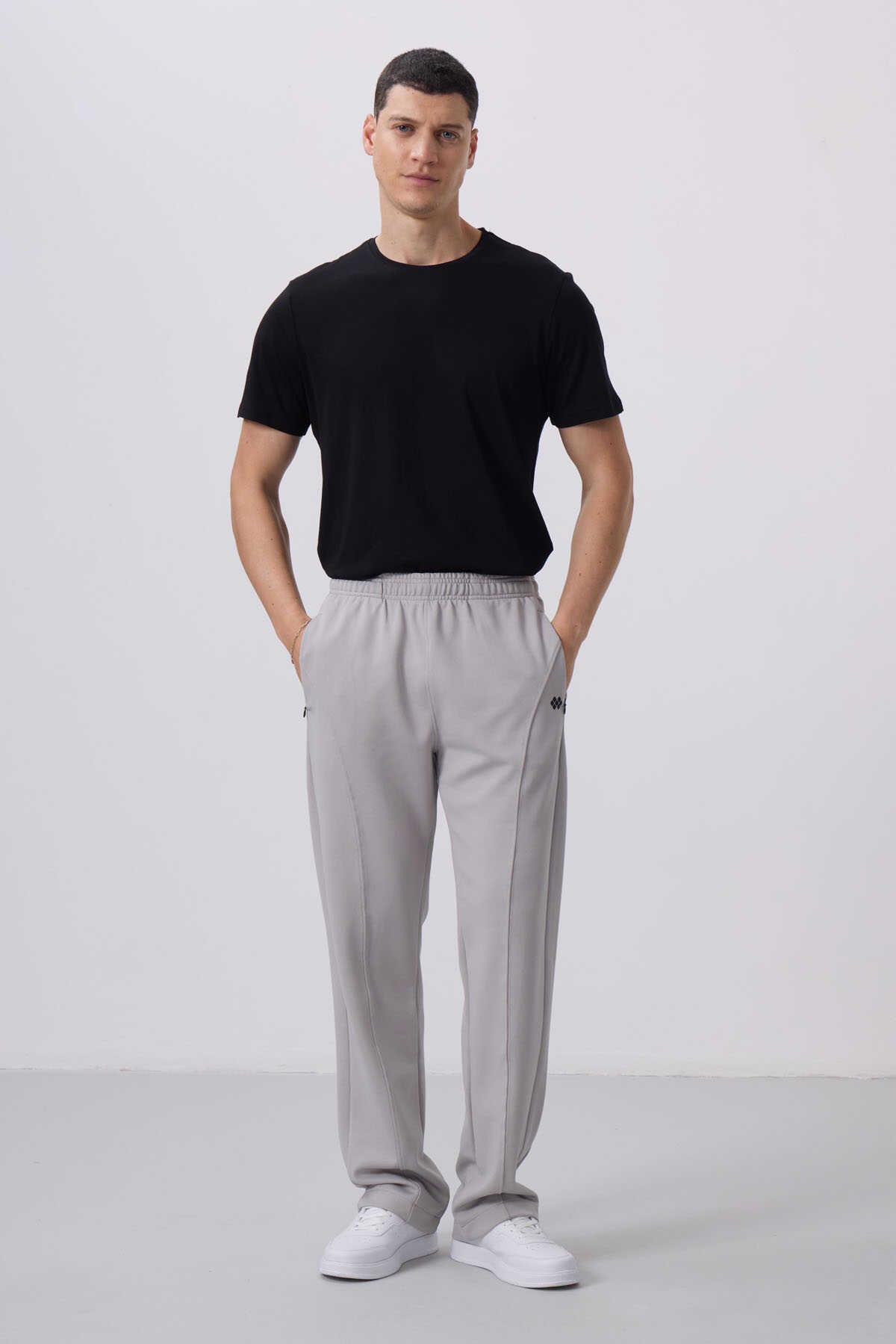 Tommylife Wholesale Textured Surface Standard Fit Palazzo Men's Trousers 82171 Black