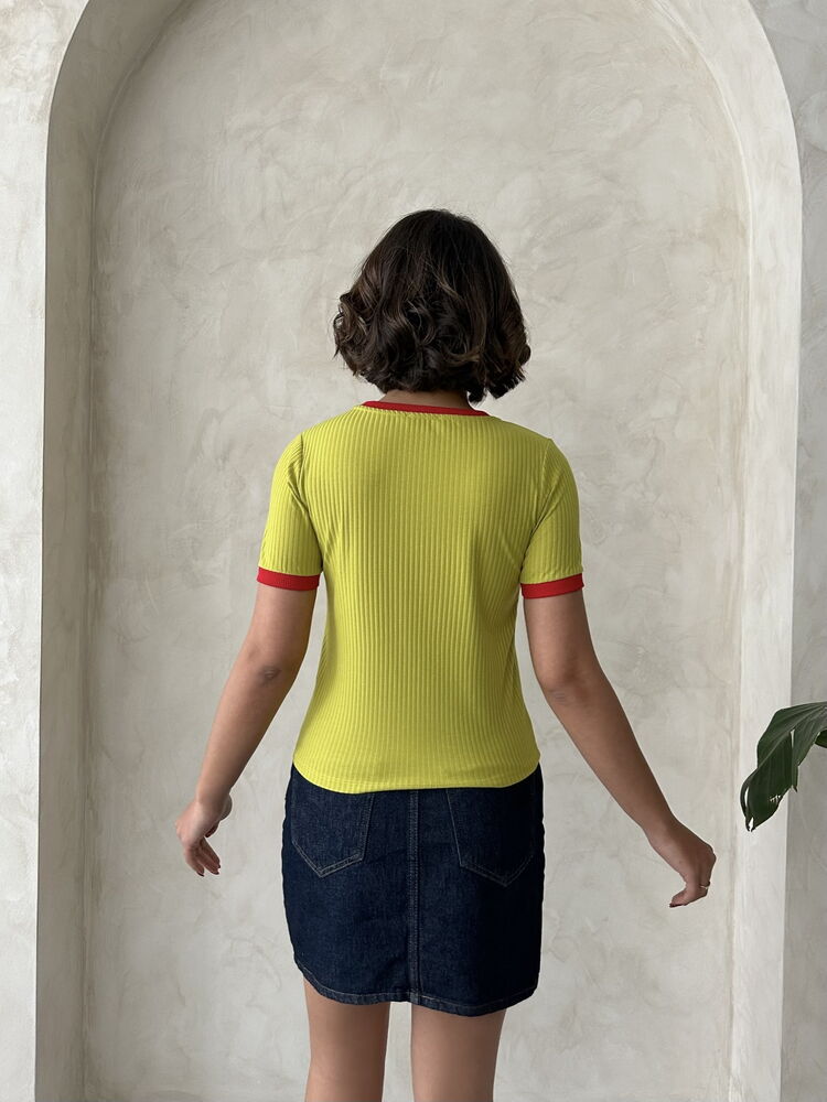 Topshow Fıstık Kırmızı Nakışlı Toptan T Shirt