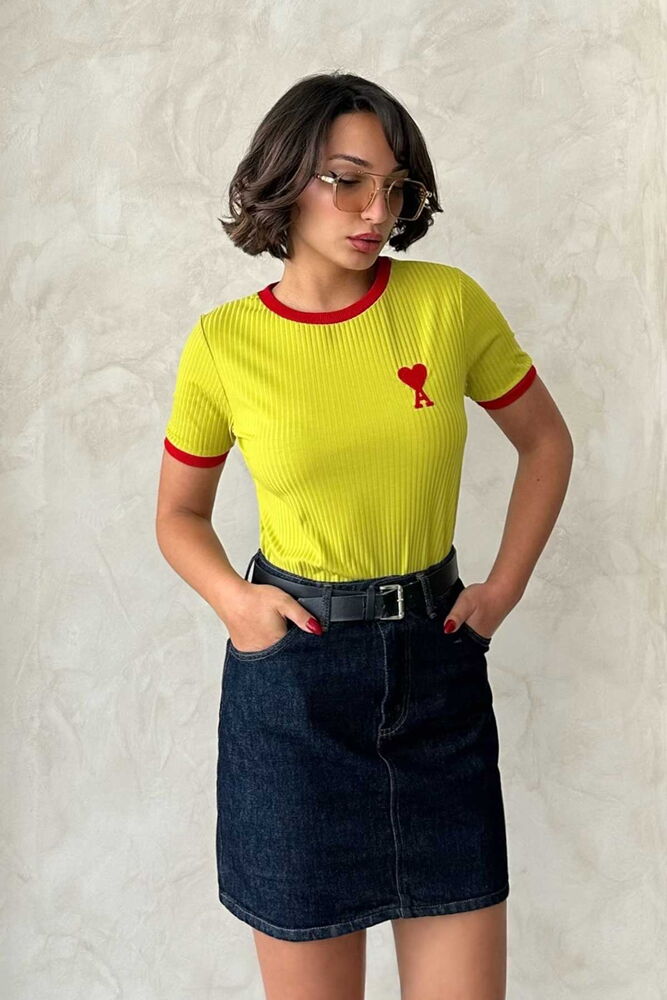 Topshow Fıstık Kırmızı Nakışlı Toptan T Shirt