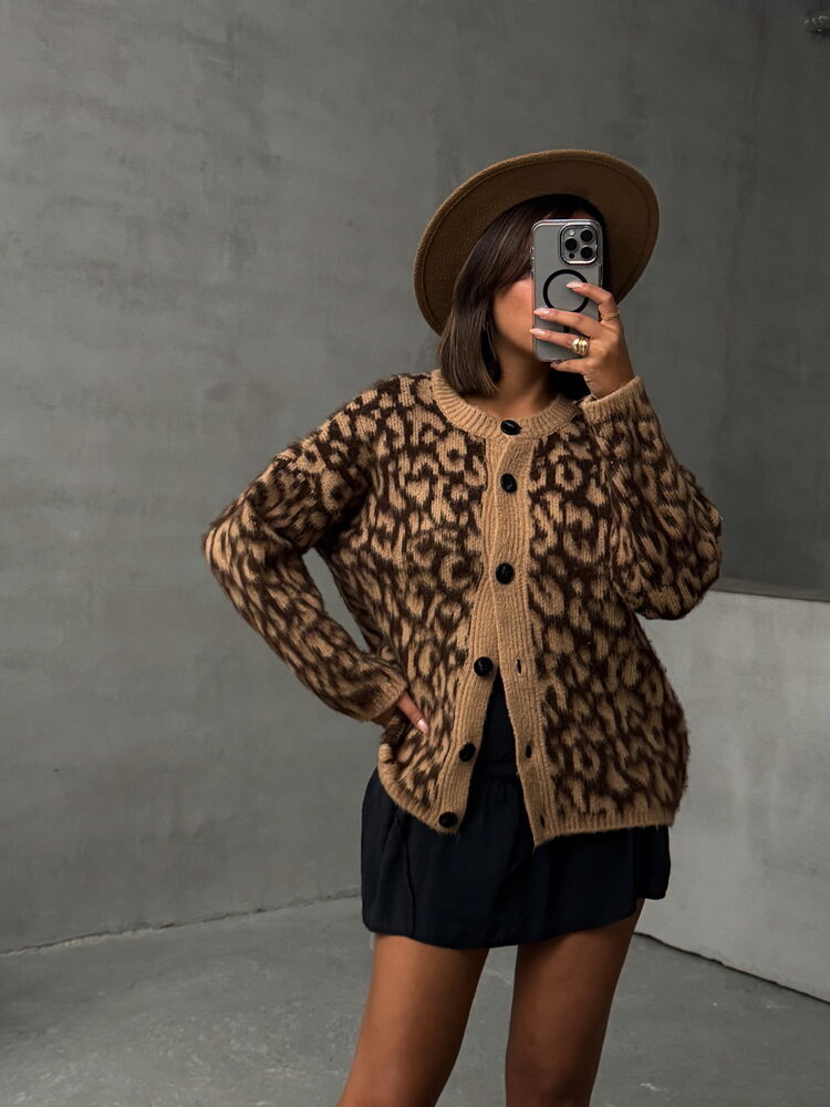 Leopar Triko Toptan Hırka
