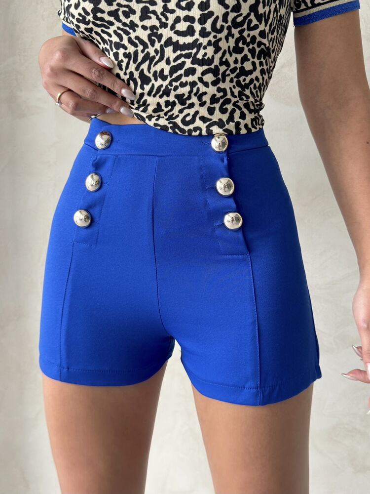 Topshow Saks Süs Düğmeli Toptan Şort