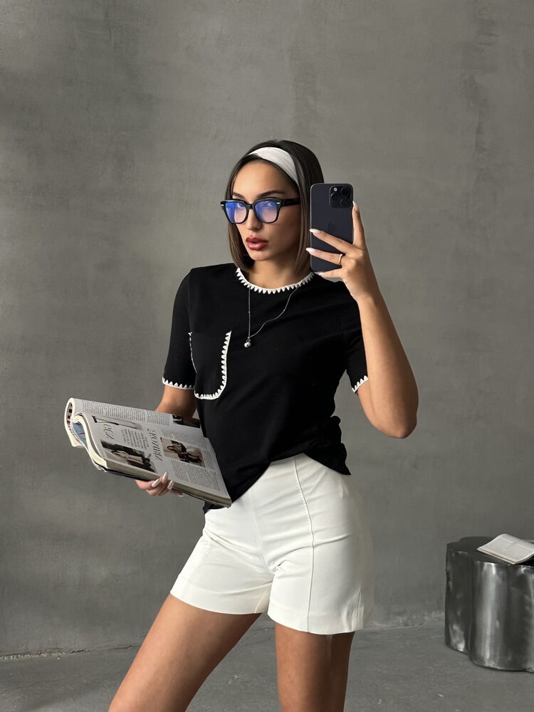 Topshow Siyah Çoban Dikişli Toptan T