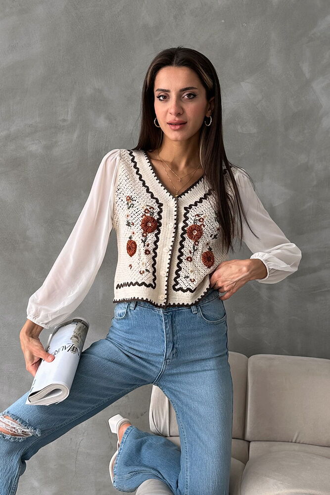 Düğmeli Kısa Toptan Hırka F0022