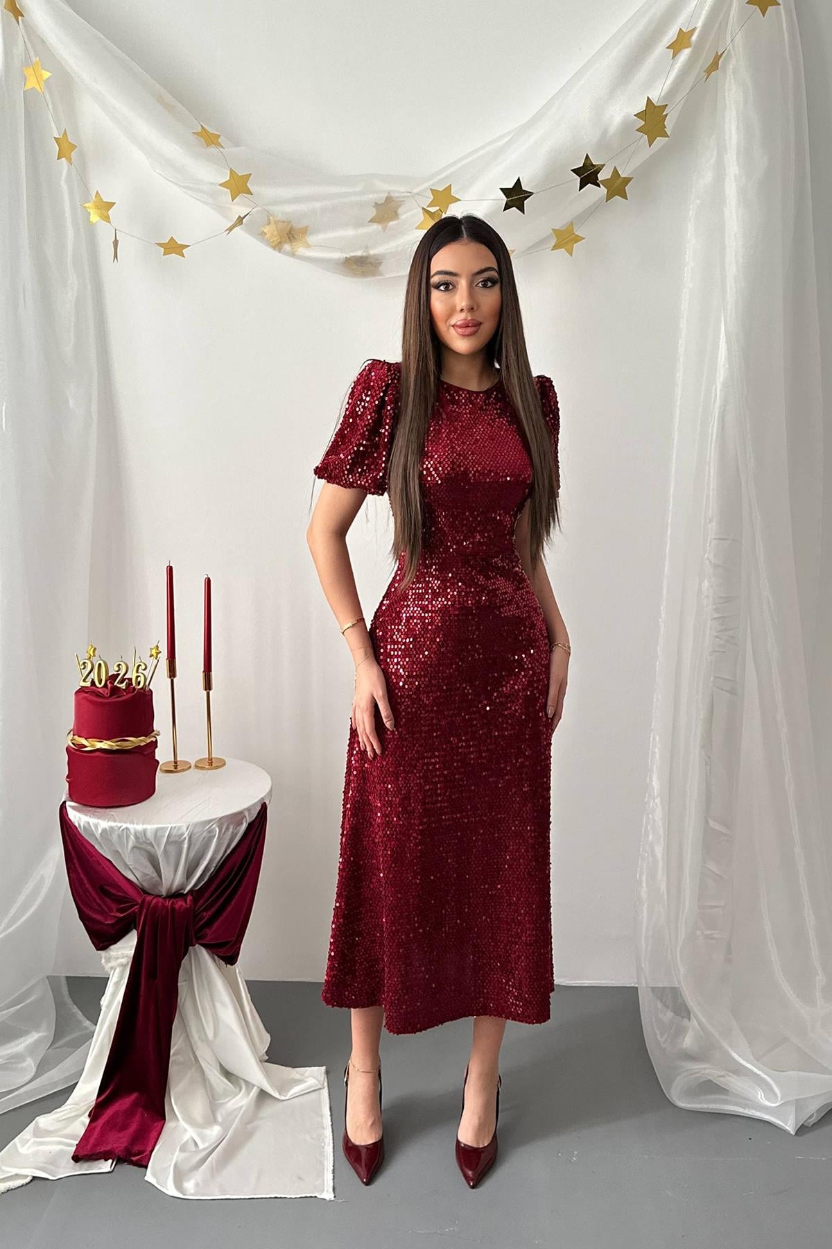 Bordo Pulpayet Elbise