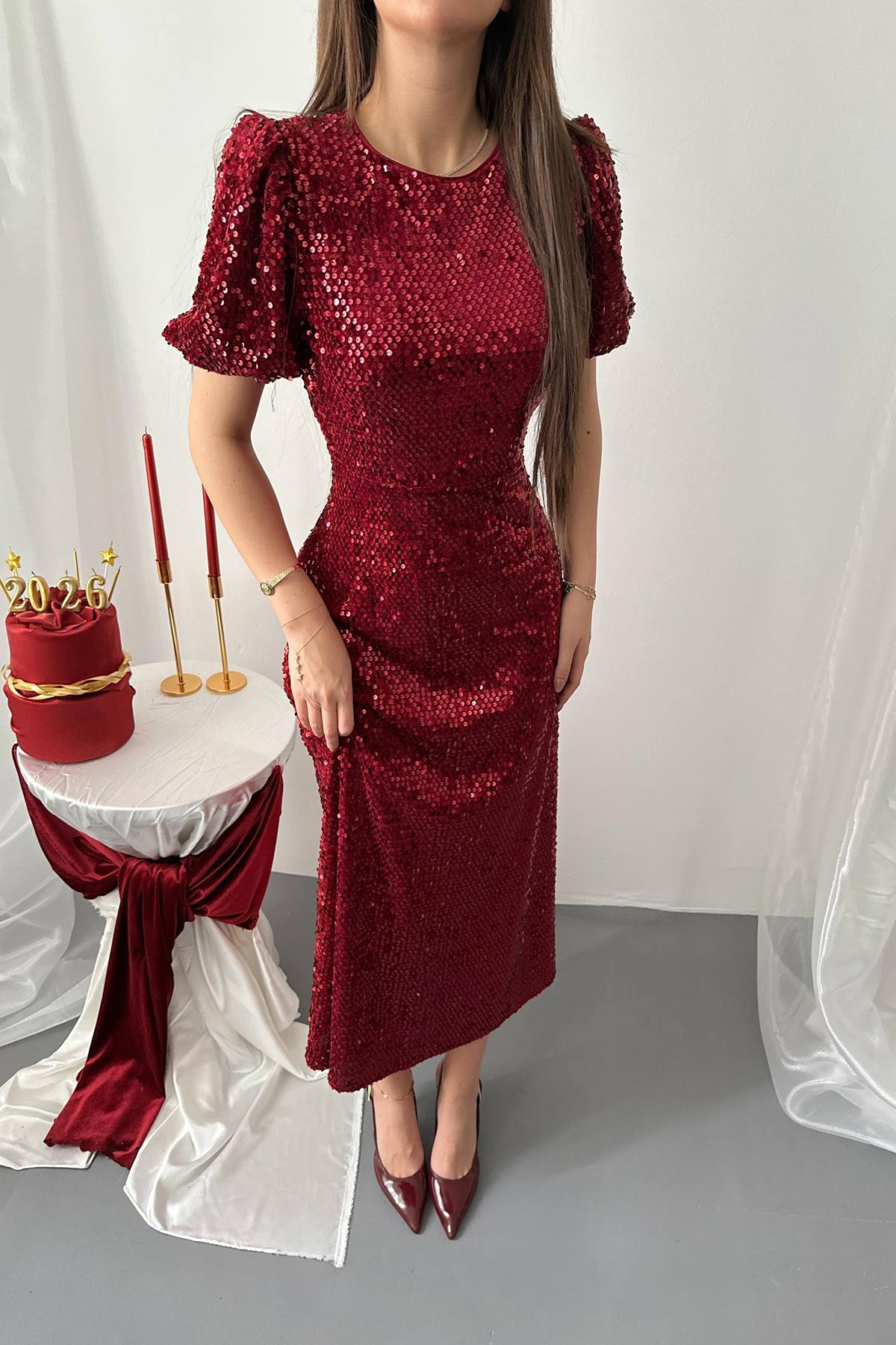 Bordo Pulpayet Elbise