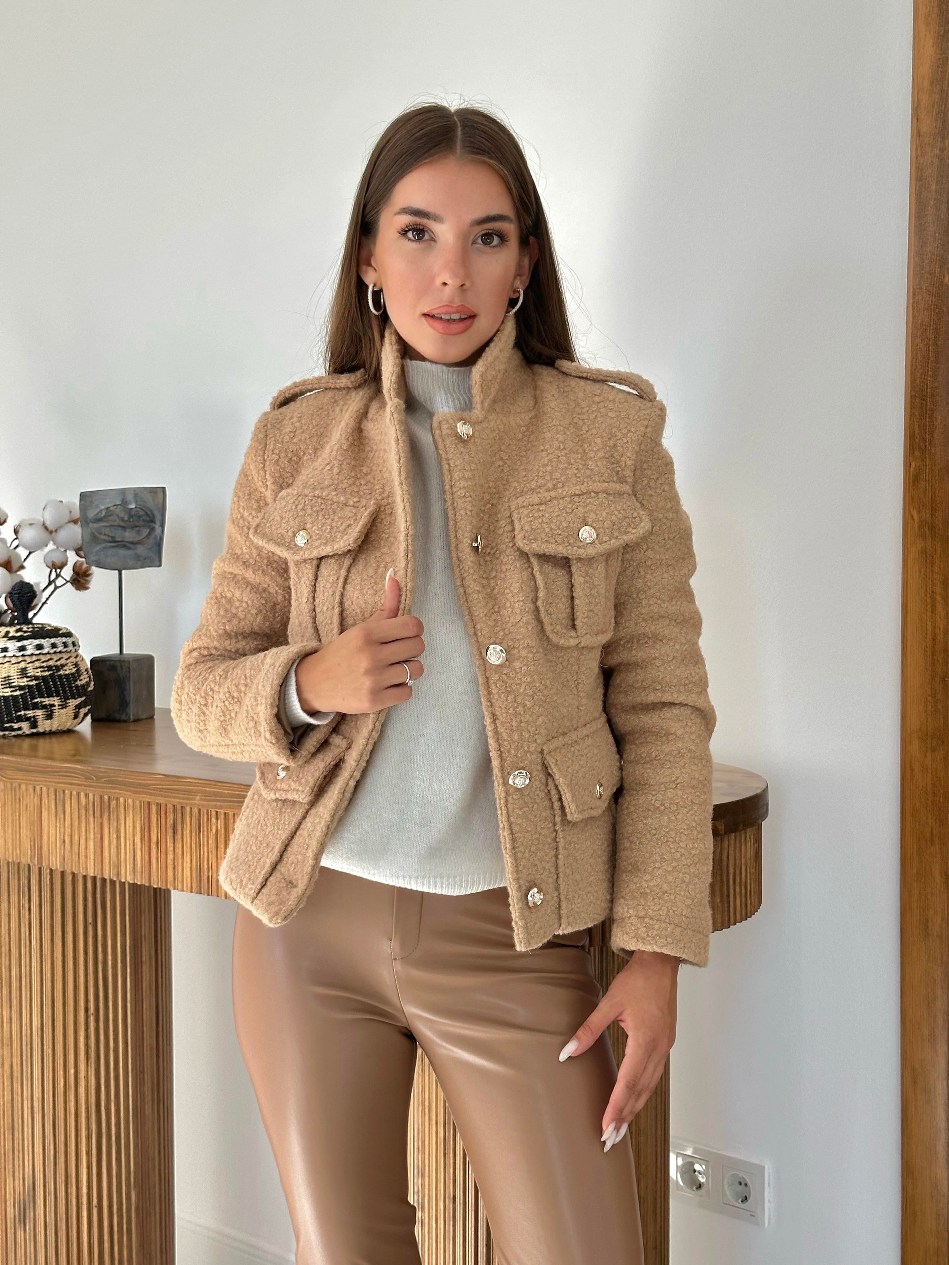 Toptan Camel Cepli Yumoş Ceket Camel L