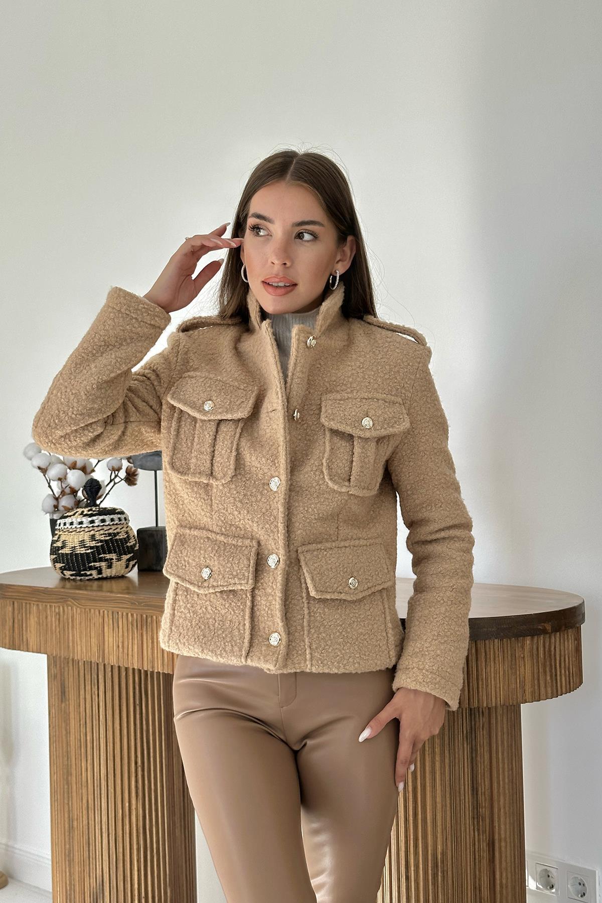 Toptan Camel Cepli Yumoş Ceket